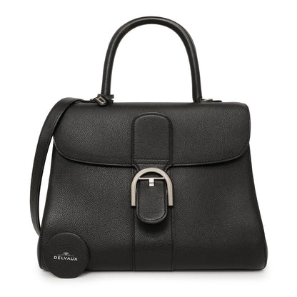 Exclusive Delvaux Black Grained Calfskin Brillant MM — Front View