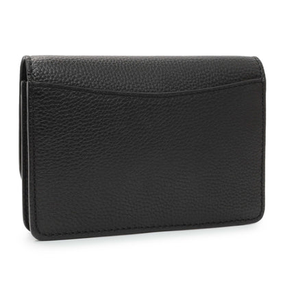 Exclusive Burberry Black Pebbled Leather Hampshire Wallet On Chain — Side View