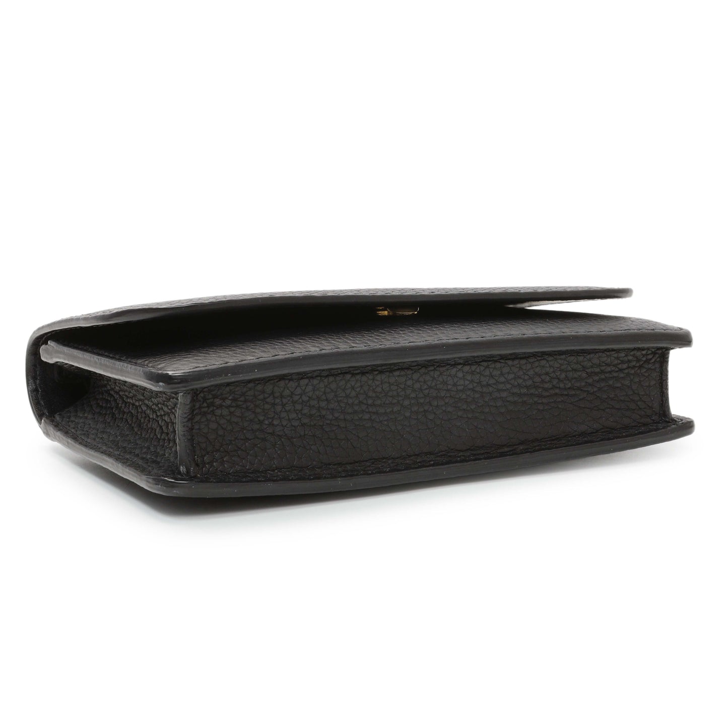 Exclusive Burberry Black Pebbled Leather Hampshire Wallet On Chain — Back View