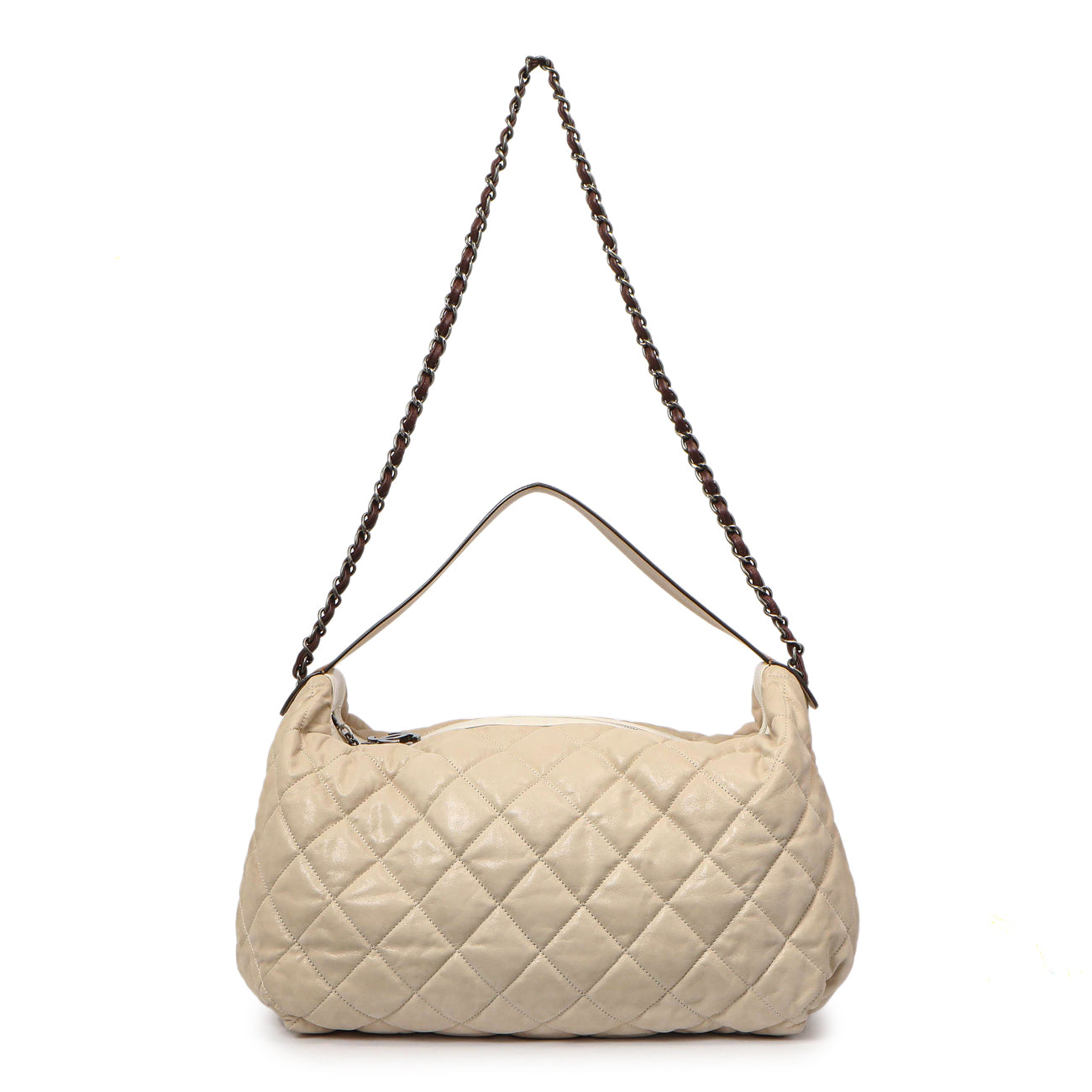 Exclusive Chanel Beige Quilted Iridescent Calfskin Coco Daily — Front View