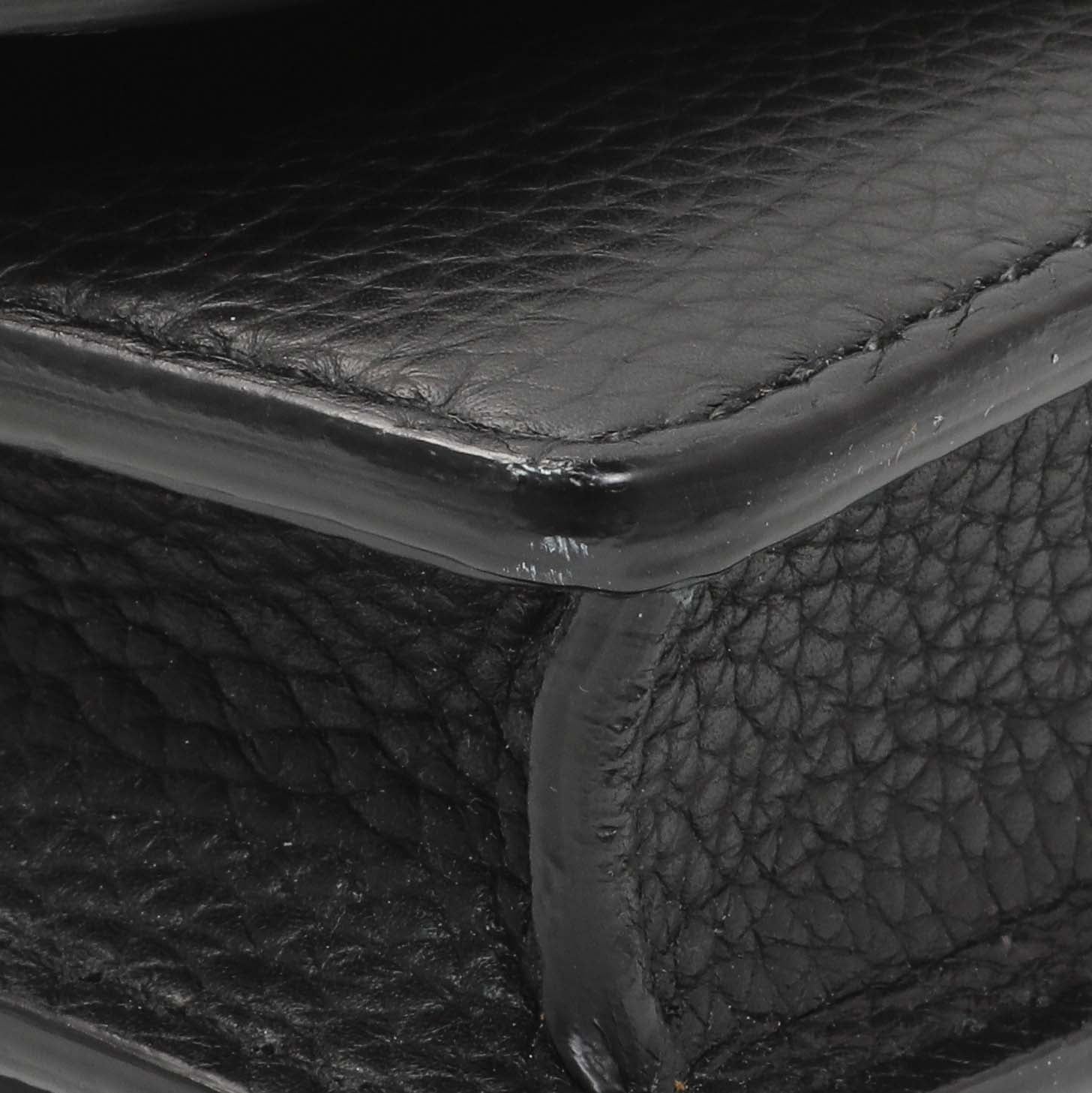 Exclusive Burberry Black Pebbled Leather Hampshire Wallet On Chain — Top View
