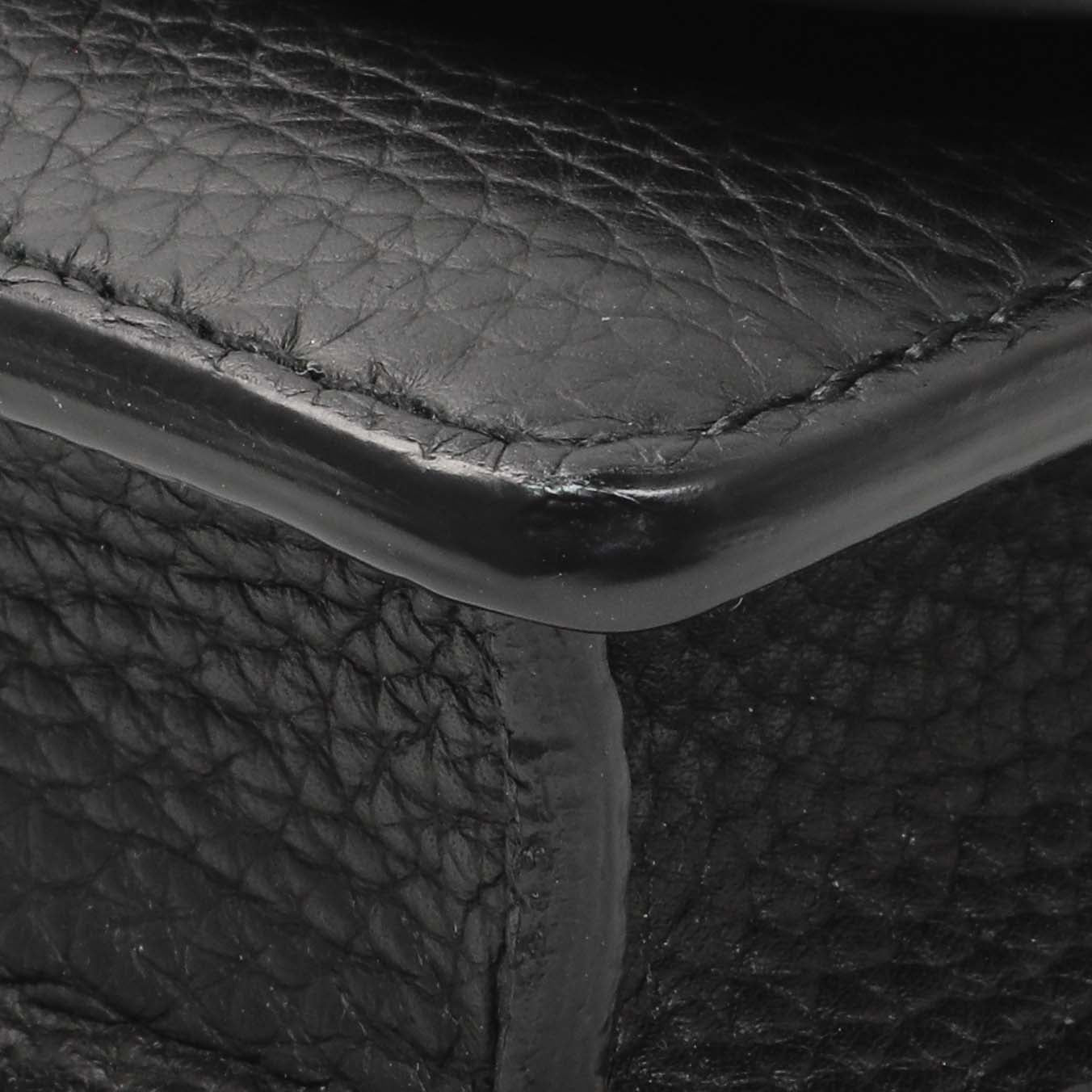 Exclusive Burberry Black Pebbled Leather Hampshire Wallet On Chain — Detail View