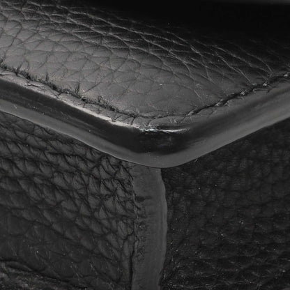 Exclusive Burberry Black Pebbled Leather Hampshire Wallet On Chain — Detail View
