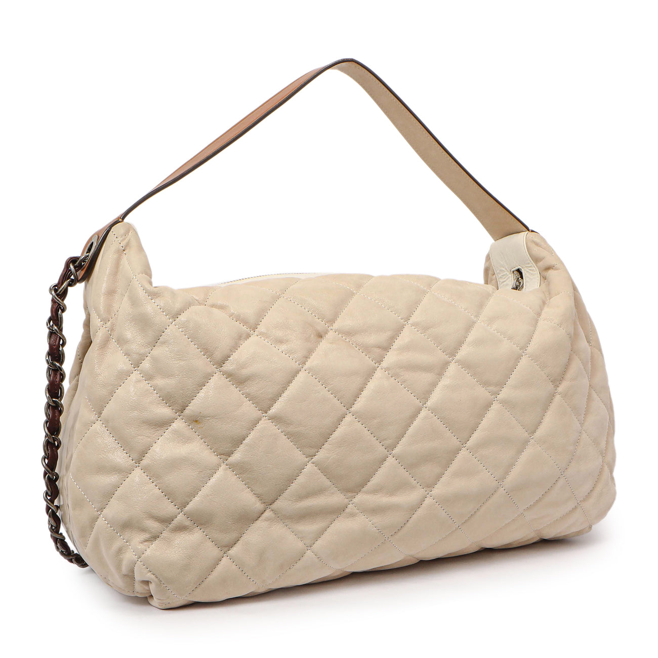Exclusive Chanel Beige Quilted Iridescent Calfskin Coco Daily — Side View