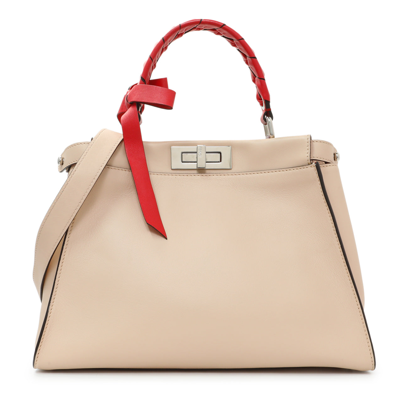Exclusive Fendi Rosa Plaster Vitello Medium Peekaboo Iconic Satchel — Front View