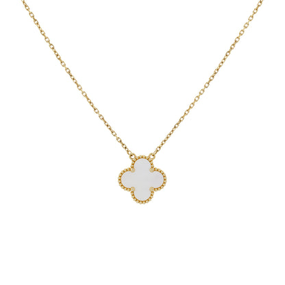 Exclusive Van Cleef & Arpels 18K Yellow Gold Mother of Pearl Vintage Alhambra Pendant Necklace — Front View