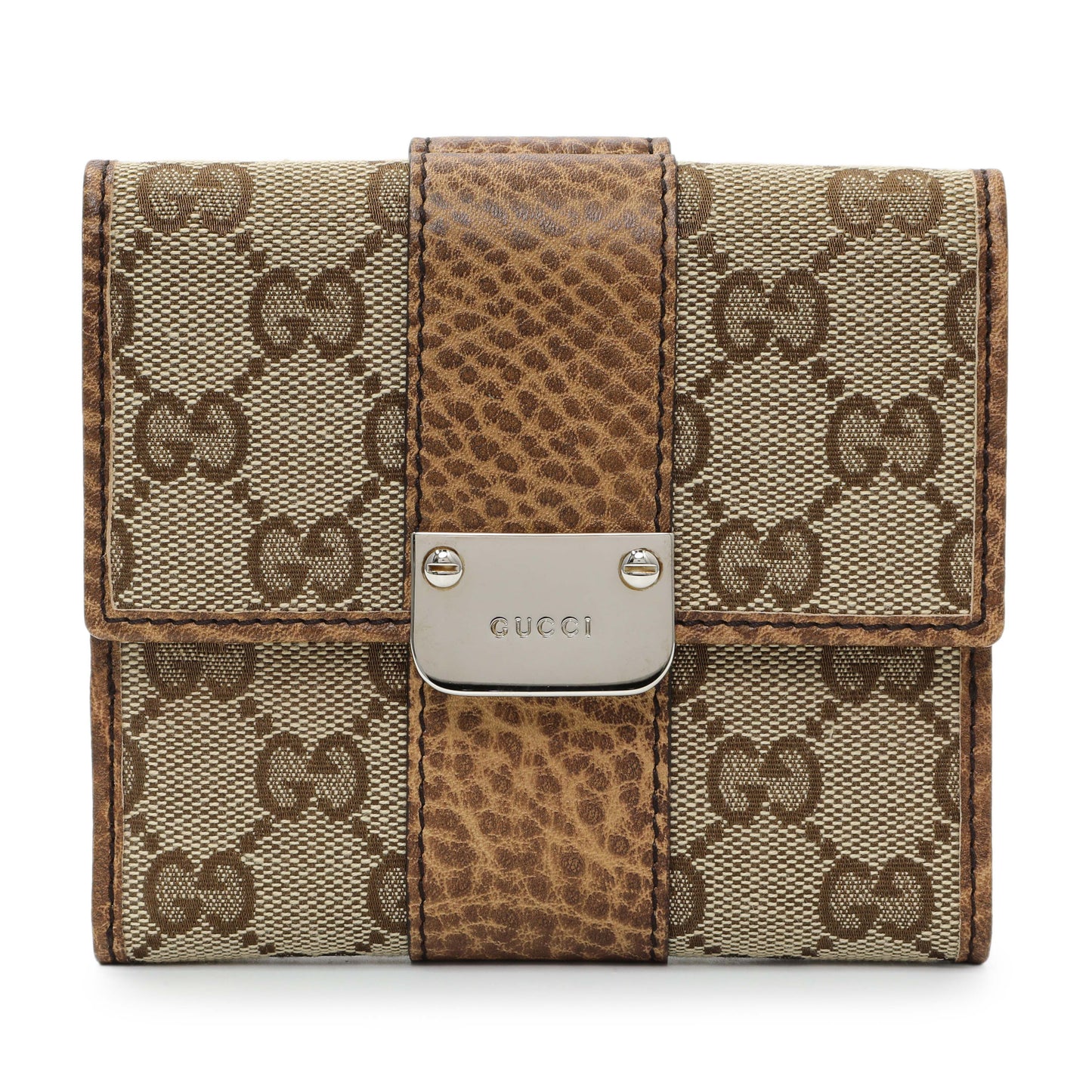 Exclusive Gucci Monogram Compact Flap Wallet — Front View