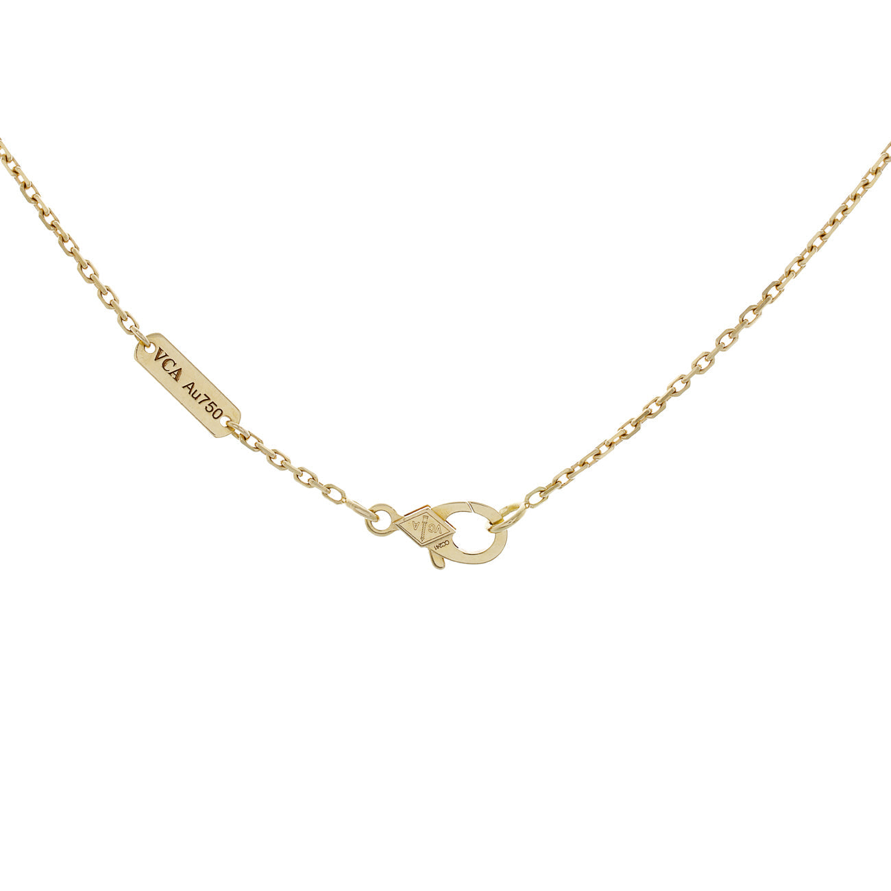 Exclusive Van Cleef & Arpels 18K Yellow Gold Mother of Pearl Vintage Alhambra Pendant Necklace — Side View