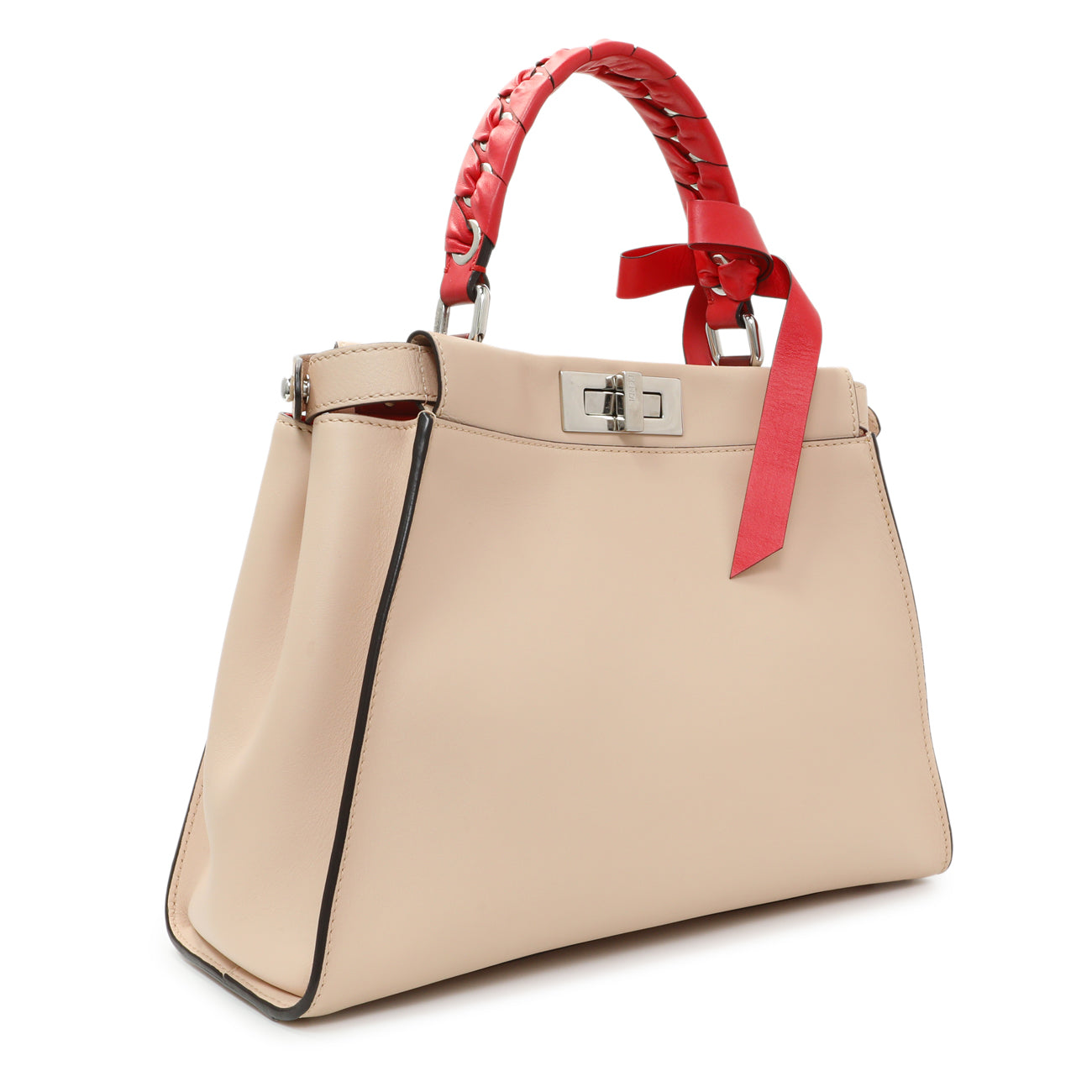Exclusive Fendi Rosa Plaster Vitello Medium Peekaboo Iconic Satchel — Side View