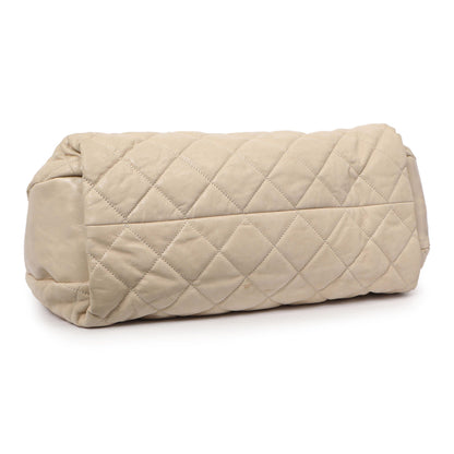 Exclusive Chanel Beige Quilted Iridescent Calfskin Coco Daily — Back View
