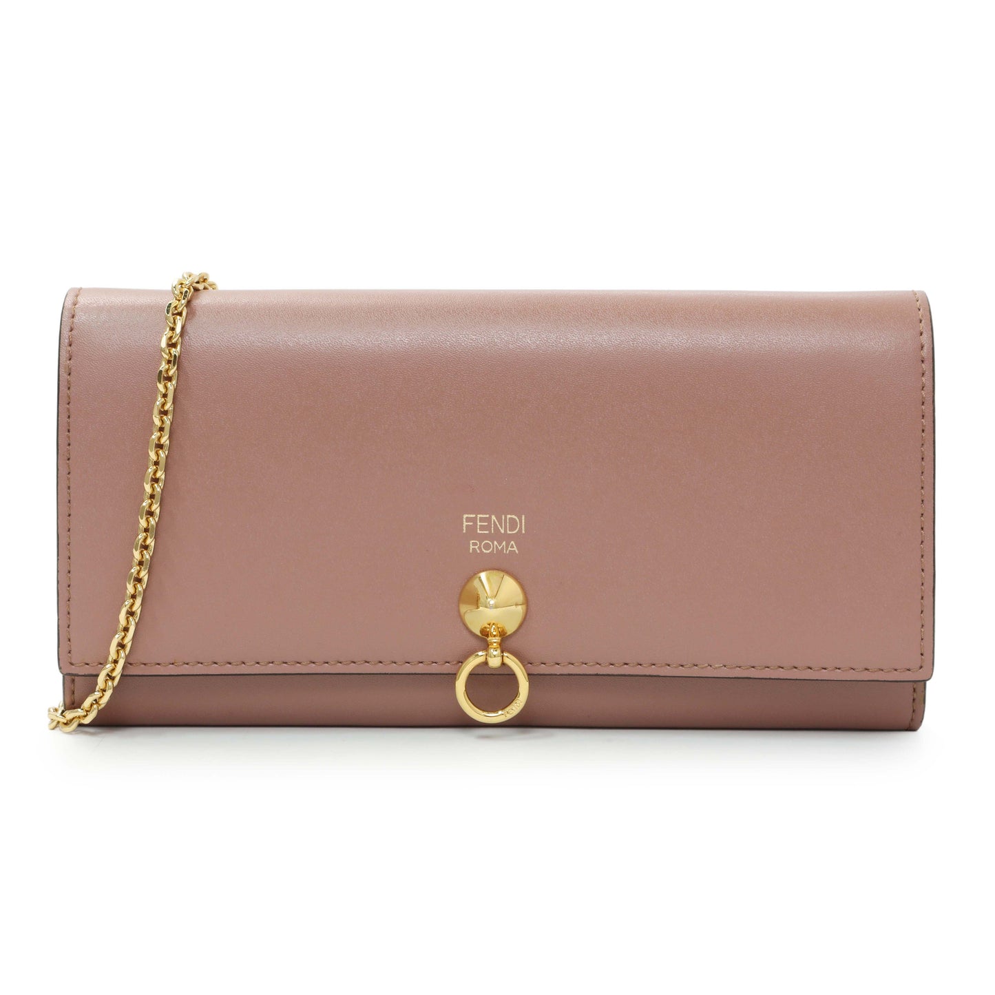 Exclusive Fendi English Rose Calfskin By The Way Chain Wallet — Front View