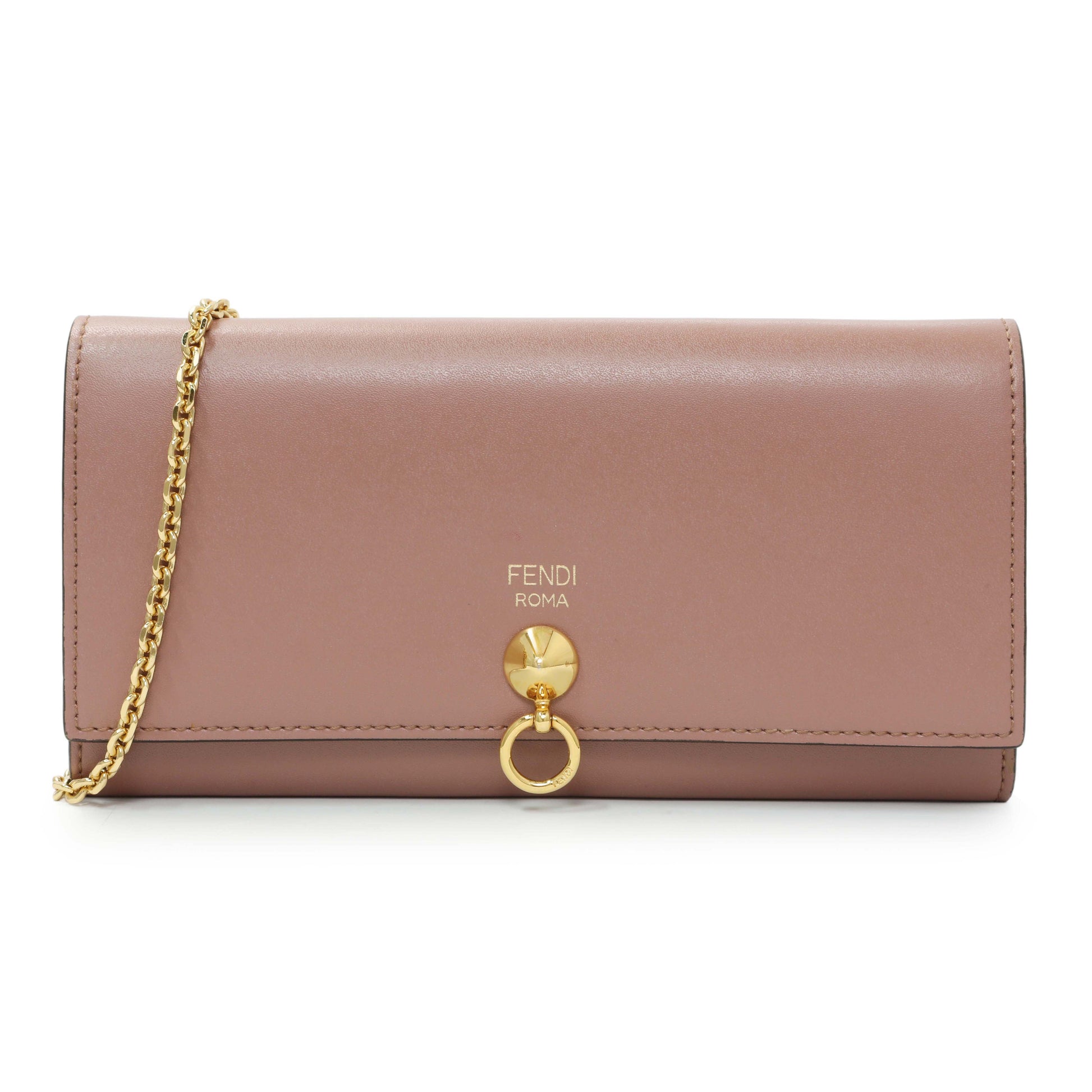 Exclusive Fendi English Rose Calfskin By The Way Chain Wallet — Front View