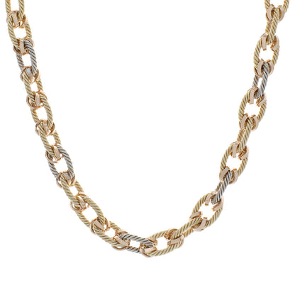 Exclusive 18K Tri-Tone Gold Link Necklace — Front View