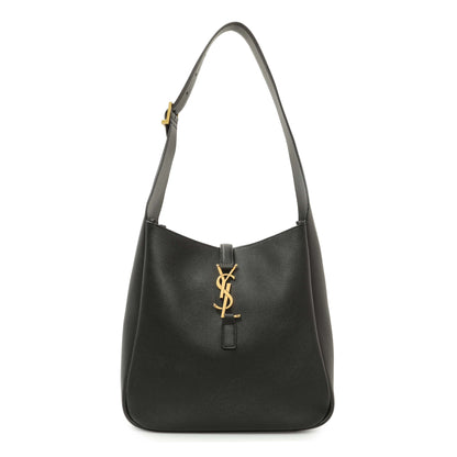 Exclusive Saint Laurent Black Smooth Calfskin Small Le 5 A 7 Soft Hobo — Front View