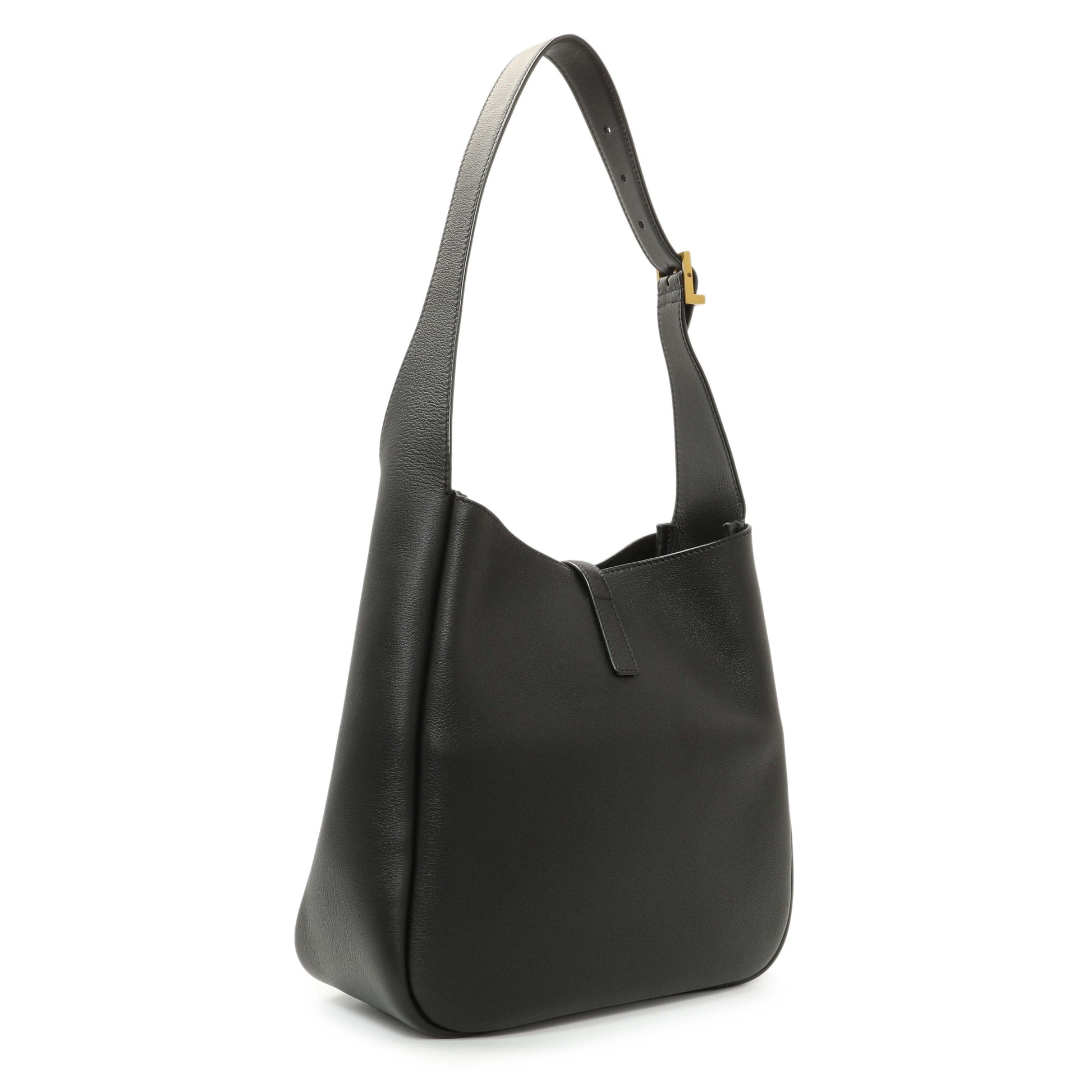 Exclusive Saint Laurent Black Smooth Calfskin Small Le 5 A 7 Soft Hobo — Side View