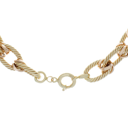 Exclusive 18K Tri-Tone Gold Link Necklace — Side View