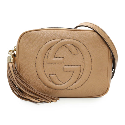 Exclusive Gucci Beige Pebbled Calfskin Small Soho Disco Bag — Front View