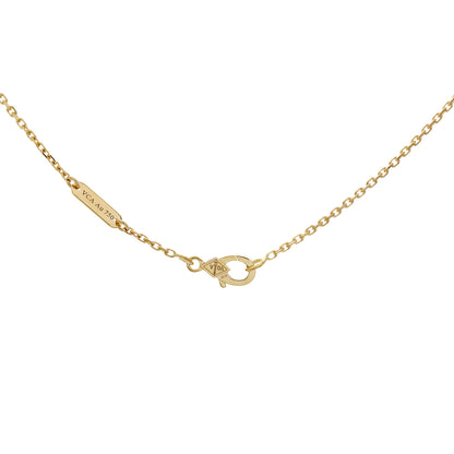 Exclusive Van Cleef & Arpels 18K Yellow Gold Carnelian Vintage Alhambra Pendant Necklace — Side View