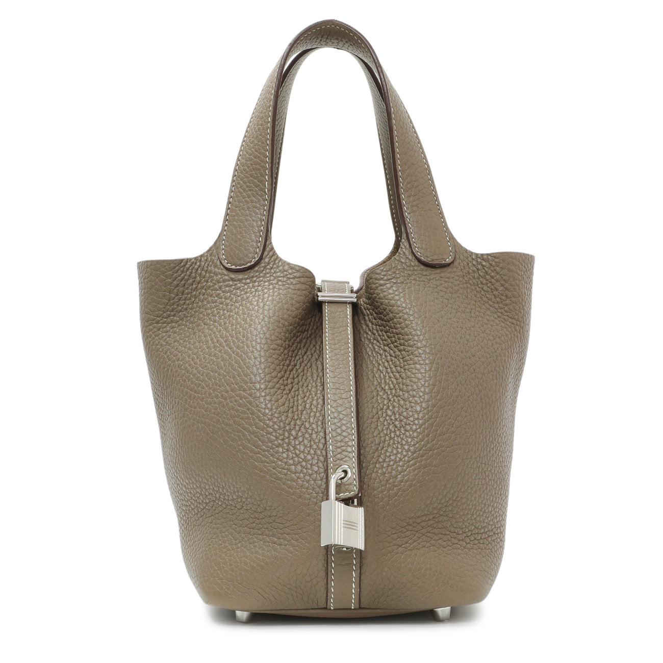 Exclusive Hermes Etoupe Clemence Picotin Lock 18 — Front View