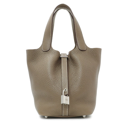 Exclusive Hermes Etoupe Clemence Picotin Lock 18 — Front View
