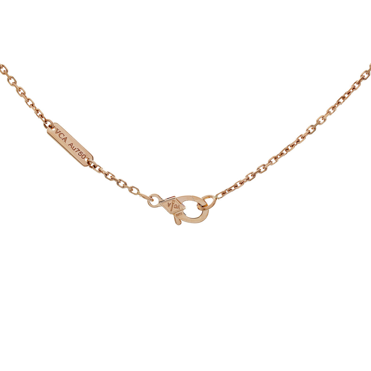 Exclusive Van Cleef & Arpels 18K Rose Gold Diamond Obsidian Vintage Alhambra Pendant Necklace — Back View