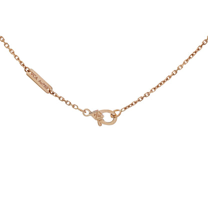 Exclusive Van Cleef & Arpels 18K Rose Gold Diamond Obsidian Vintage Alhambra Pendant Necklace — Back View