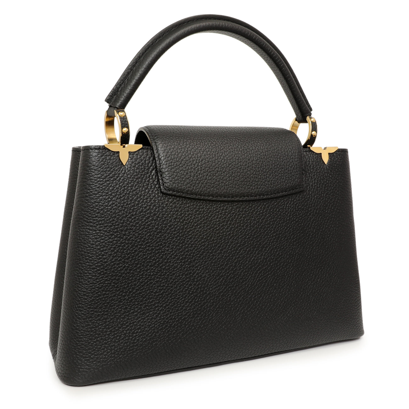 Exclusive Louis Vuitton Black Taurillon Flower Crown Capucines PM — Side View