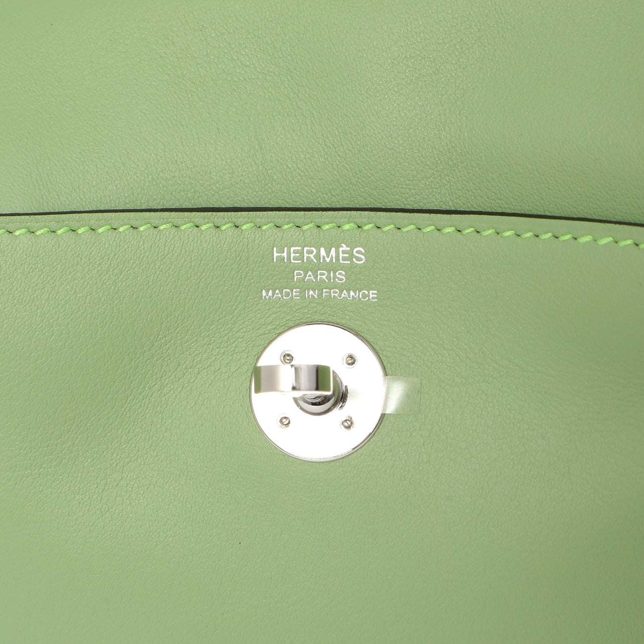 Exclusive Hermes Vert Criquet Swift Mini Lindy 20 — Lifestyle View