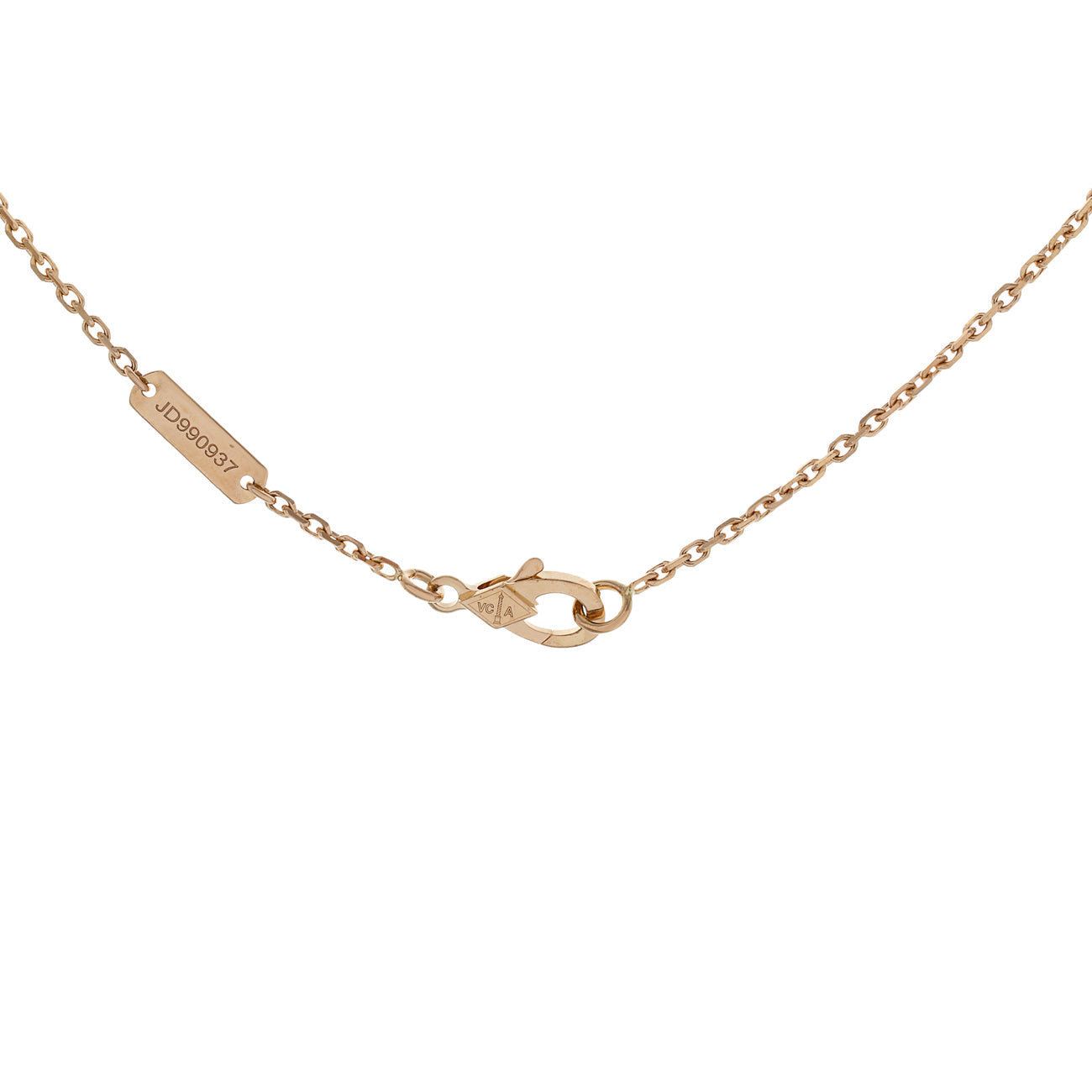 Exclusive Van Cleef & Arpels 18K Rose Gold Diamond Obsidian Vintage Alhambra Pendant Necklace — Top View