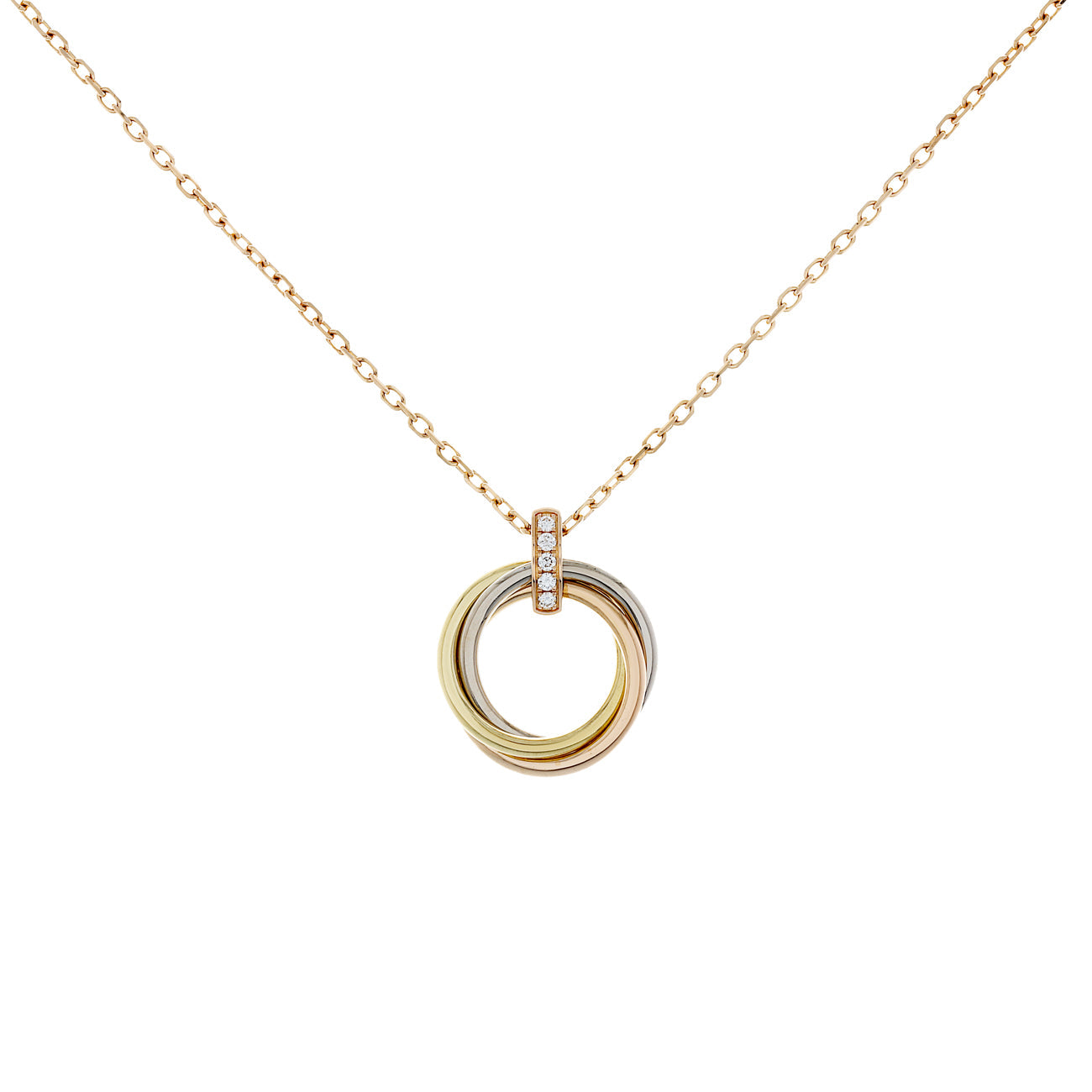 Exclusive Cartier 18K Diamond Trinity Pendant Necklace — Front View