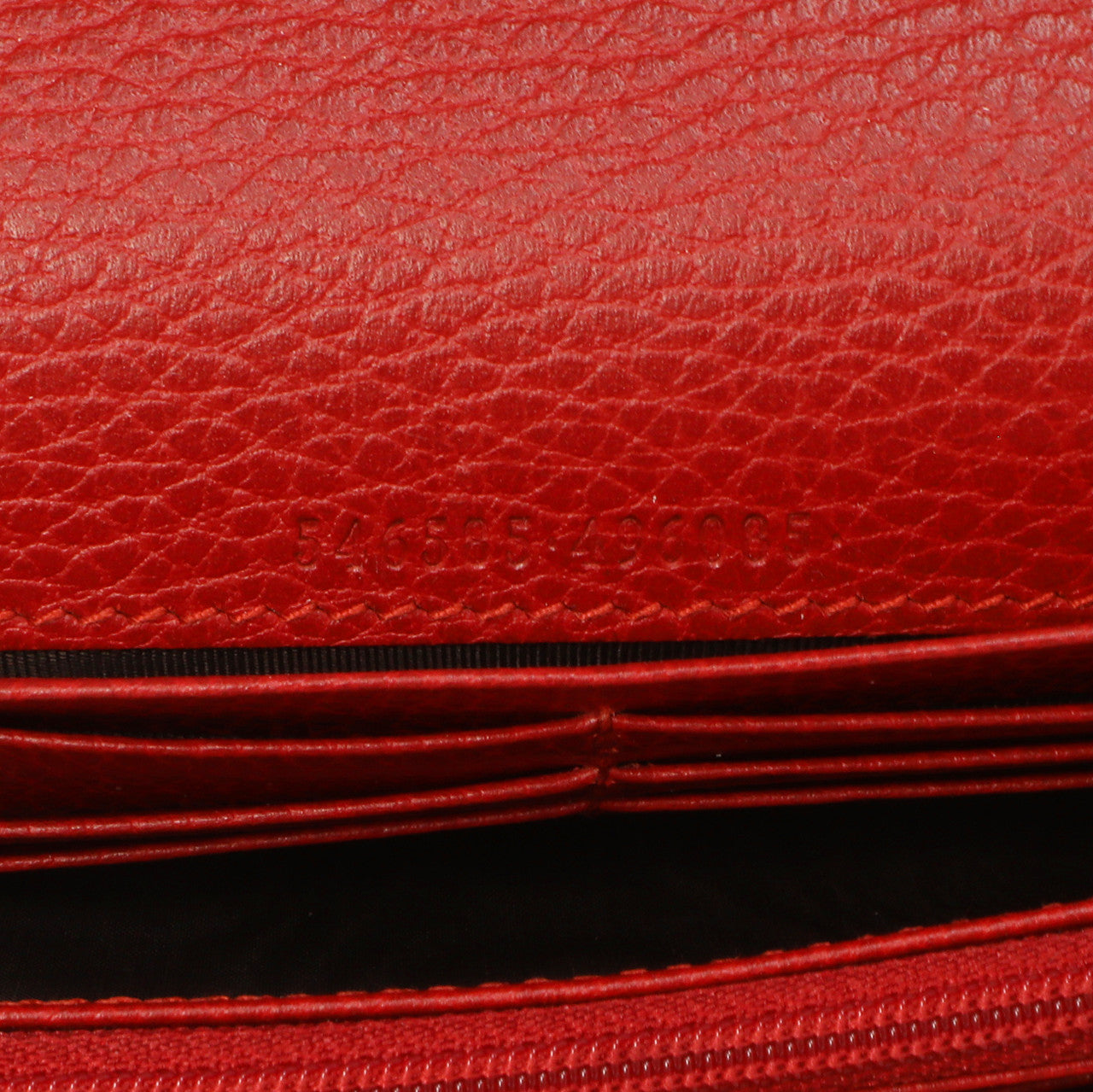 Exclusive Gucci Red Dollar Calfskin Petite GG Marmont Chain Wallet — Lifestyle View