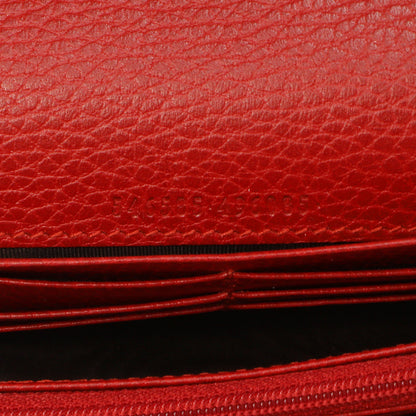 Exclusive Gucci Red Dollar Calfskin Petite GG Marmont Chain Wallet — Lifestyle View