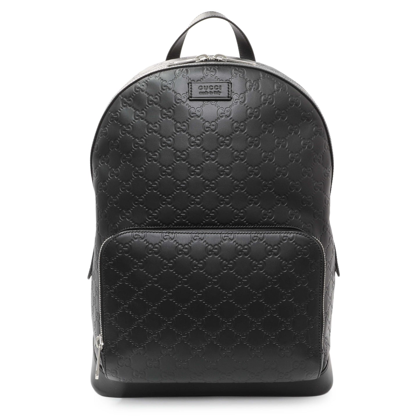 Exclusive Gucci Black Guccissima Signature Day Backpack — Front View