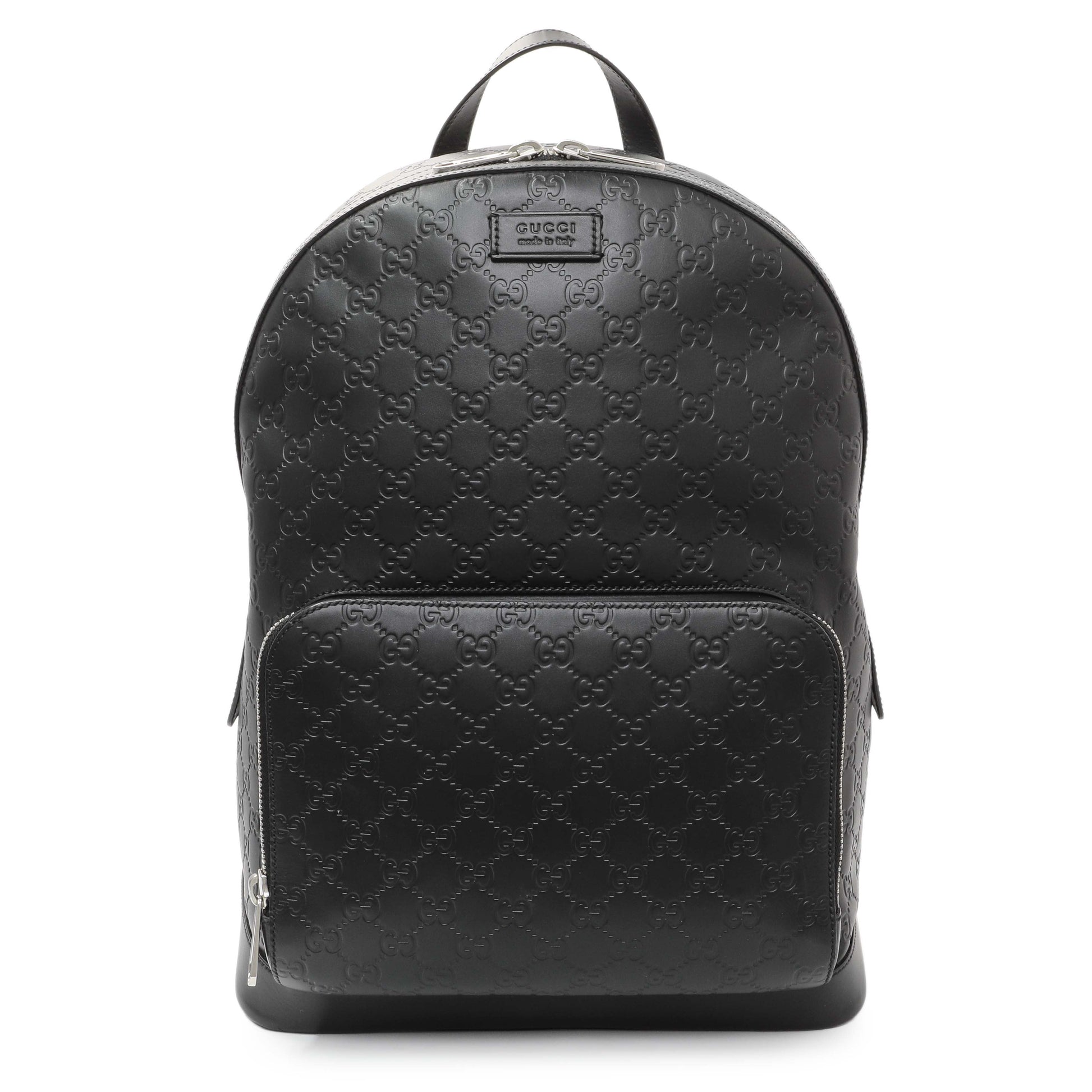 Exclusive Gucci Black Guccissima Signature Day Backpack — Front View