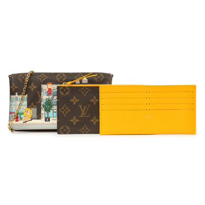 Exclusive Louis Vuitton Monogram 2022 Christmas Animation New York Soho Pochette Felicie Chain Wallet — Front View