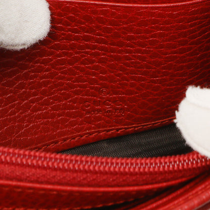 Exclusive Gucci Red Dollar Calfskin Petite GG Marmont Chain Wallet — Detail View