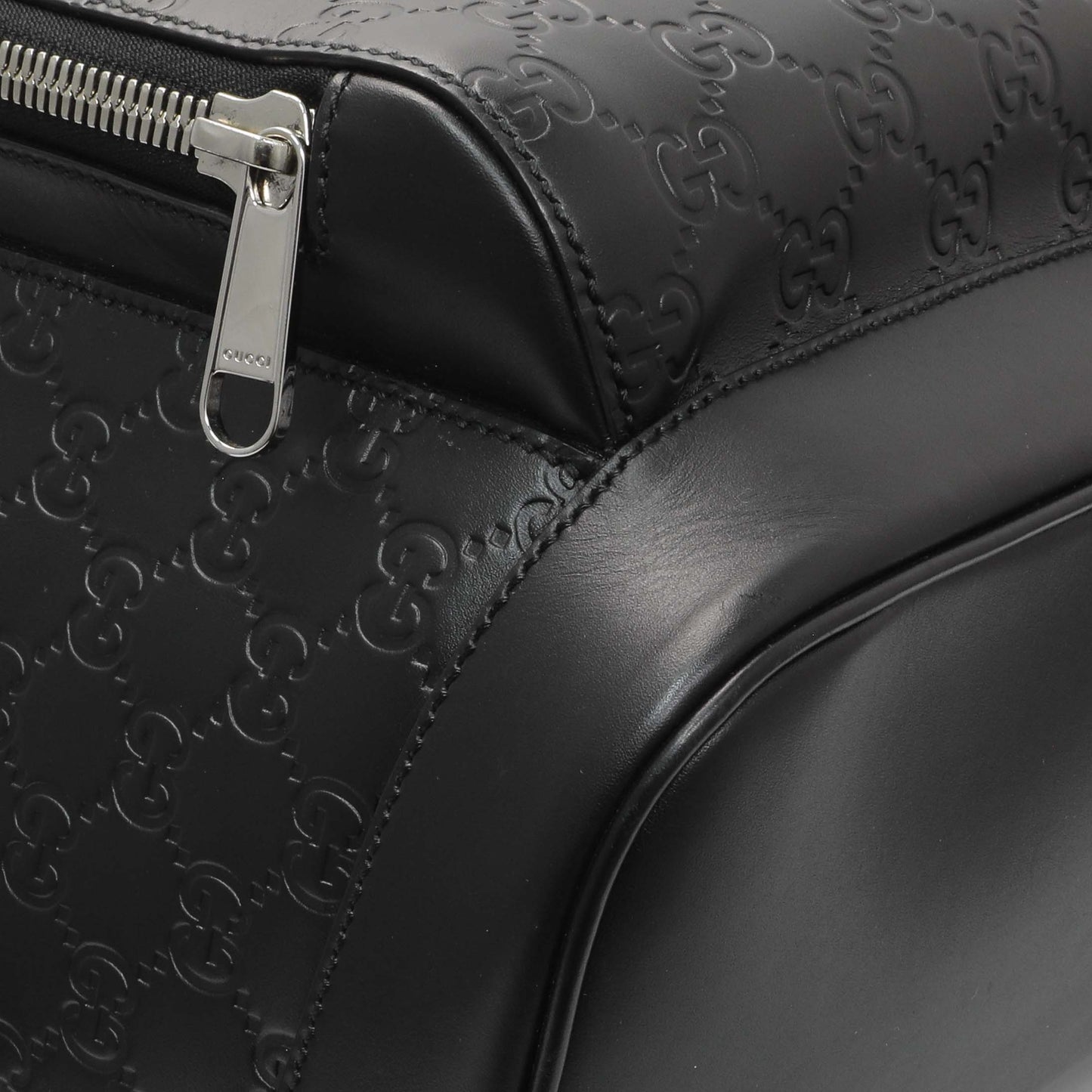 Exclusive Gucci Black Guccissima Signature Day Backpack — Top View