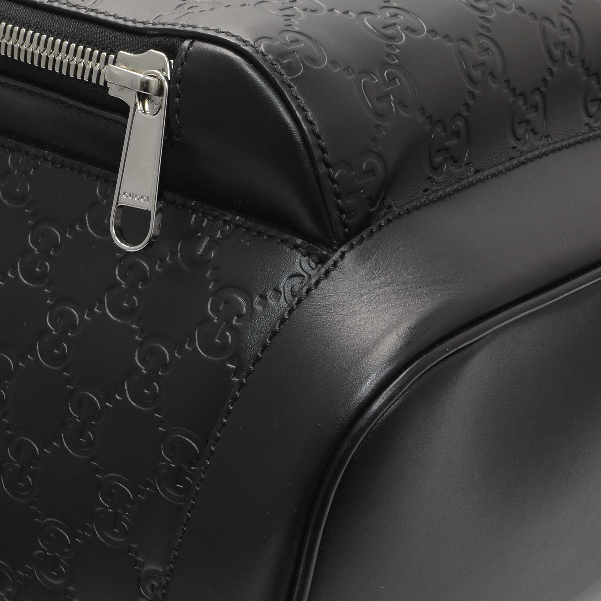 Exclusive Gucci Black Guccissima Signature Day Backpack — Top View