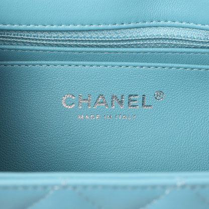 Exclusive Chanel Blue Quilted Lambskin Mini Rectangular Flap — Detail View