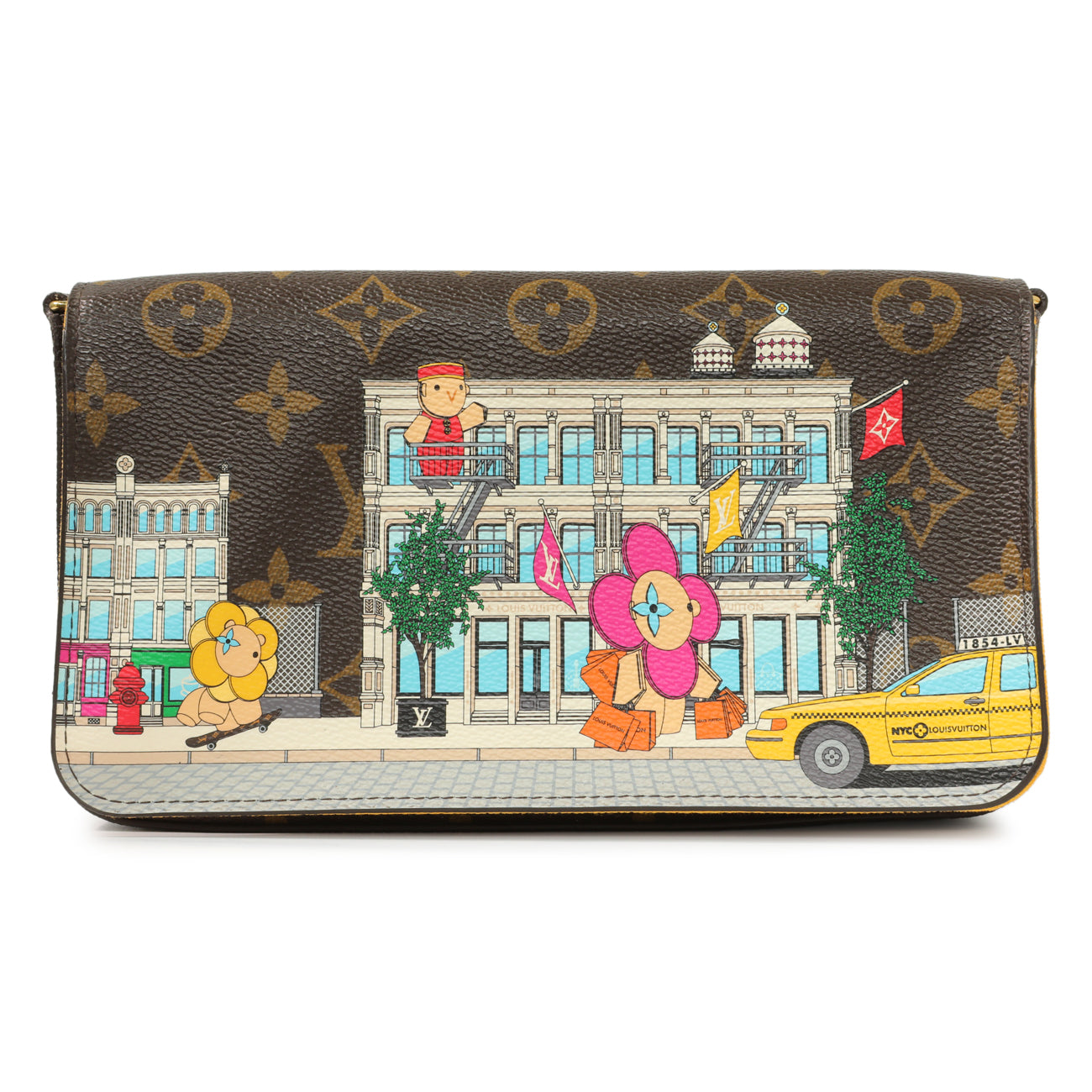 Exclusive Louis Vuitton Monogram 2022 Christmas Animation New York Soho Pochette Felicie Chain Wallet — Side View