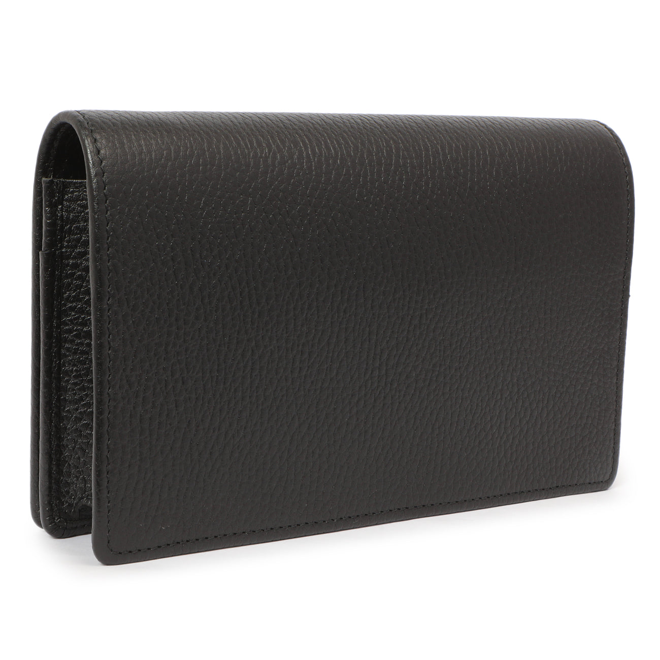 Exclusive Gucci Black Calfskin Mini GG Marmont Chain Wallet — Side View