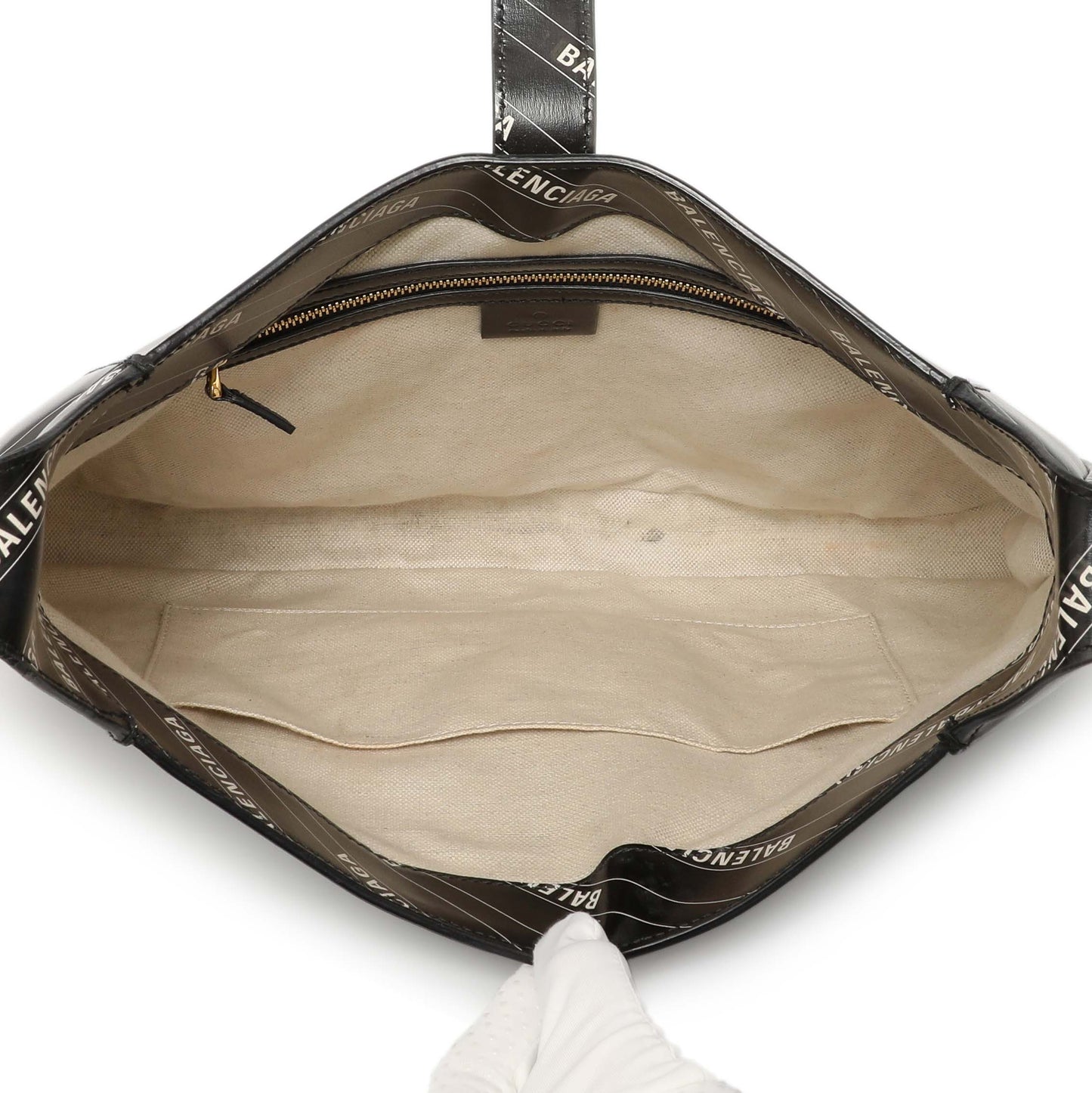 Exclusive Gucci X Balenciaga Black Calfskin Logo Print Medium Jackie 1961 Hobo — Alternate View 9