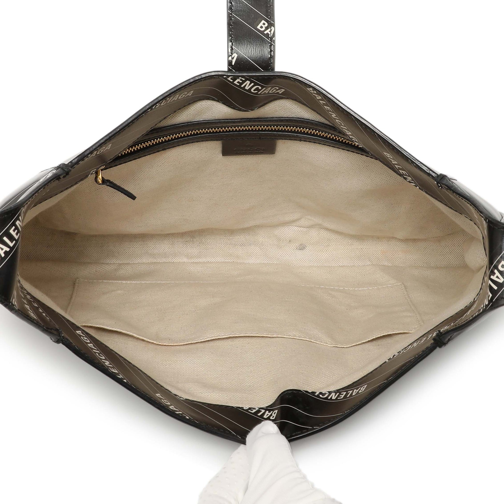 Exclusive Gucci X Balenciaga Black Calfskin Logo Print Medium Jackie 1961 Hobo — Alternate View 9