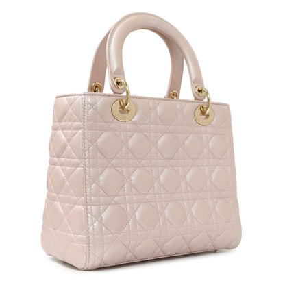 Exclusive Christian Dior Lotus Pearly Lambskin Cannage Medium Lady Dior — Side View