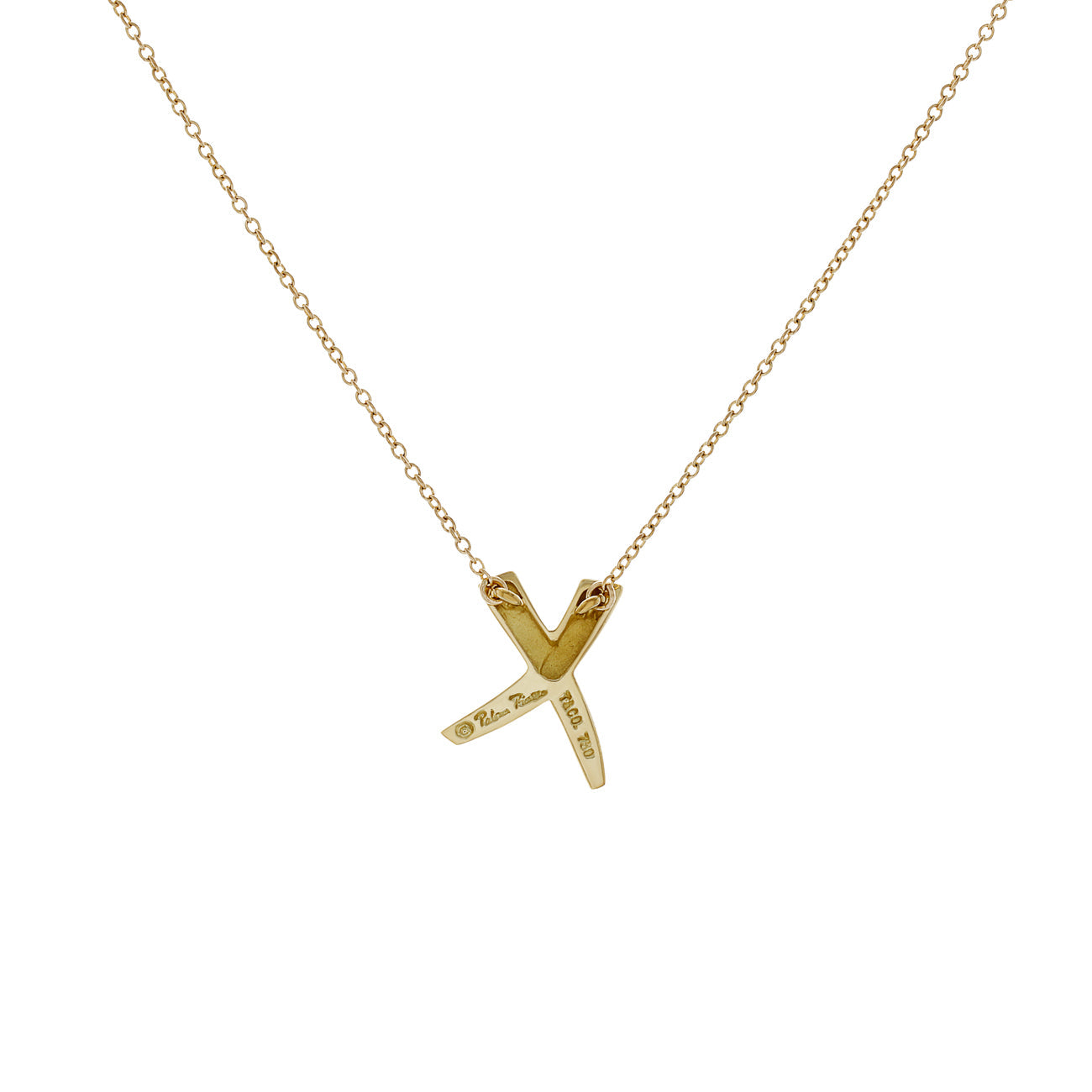 Exclusive Tiffany & Co. 18K Yellow Gold Paloma Picasso Graffiti X Pendant Necklace — Side View
