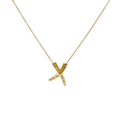 Exclusive Tiffany & Co. 18K Yellow Gold Paloma Picasso Graffiti X Pendant Necklace — Side View