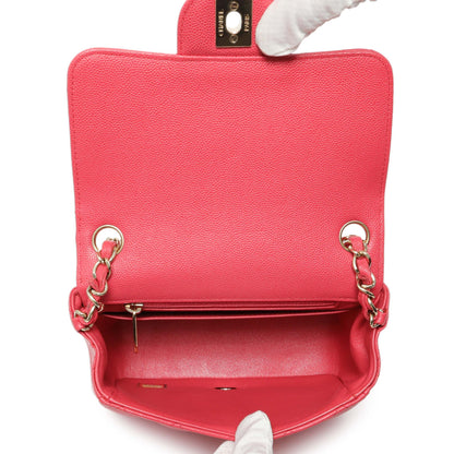 Exclusive Chanel Pink Quilted Caviar Mini Square Flap — Top View