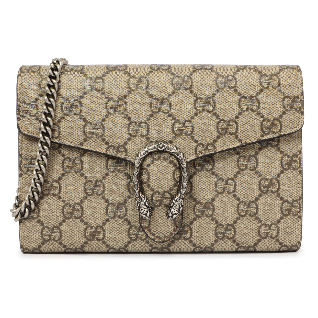 Exclusive Gucci GG Supreme Monogram Mini Dionysus Chain Wallet — Front View