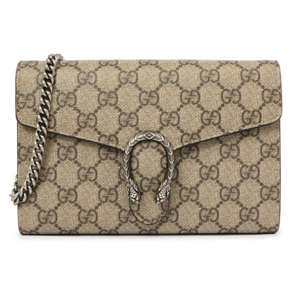 Exclusive Gucci GG Supreme Monogram Mini Dionysus Chain Wallet — Front View