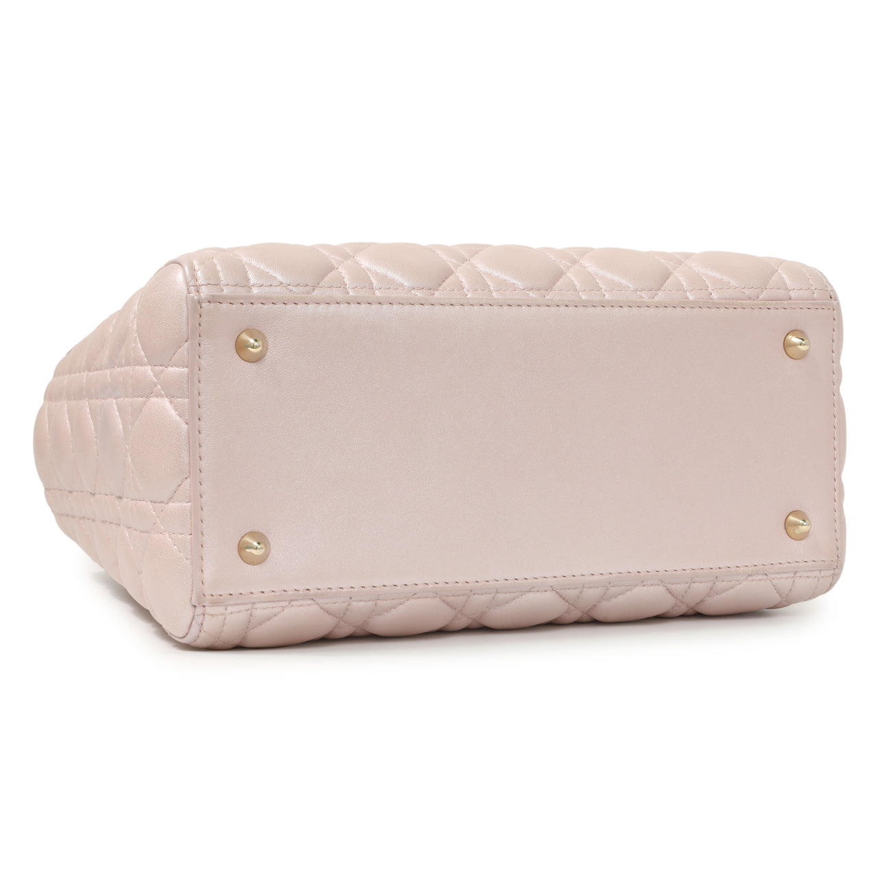 Exclusive Christian Dior Lotus Pearly Lambskin Cannage Medium Lady Dior — Back View